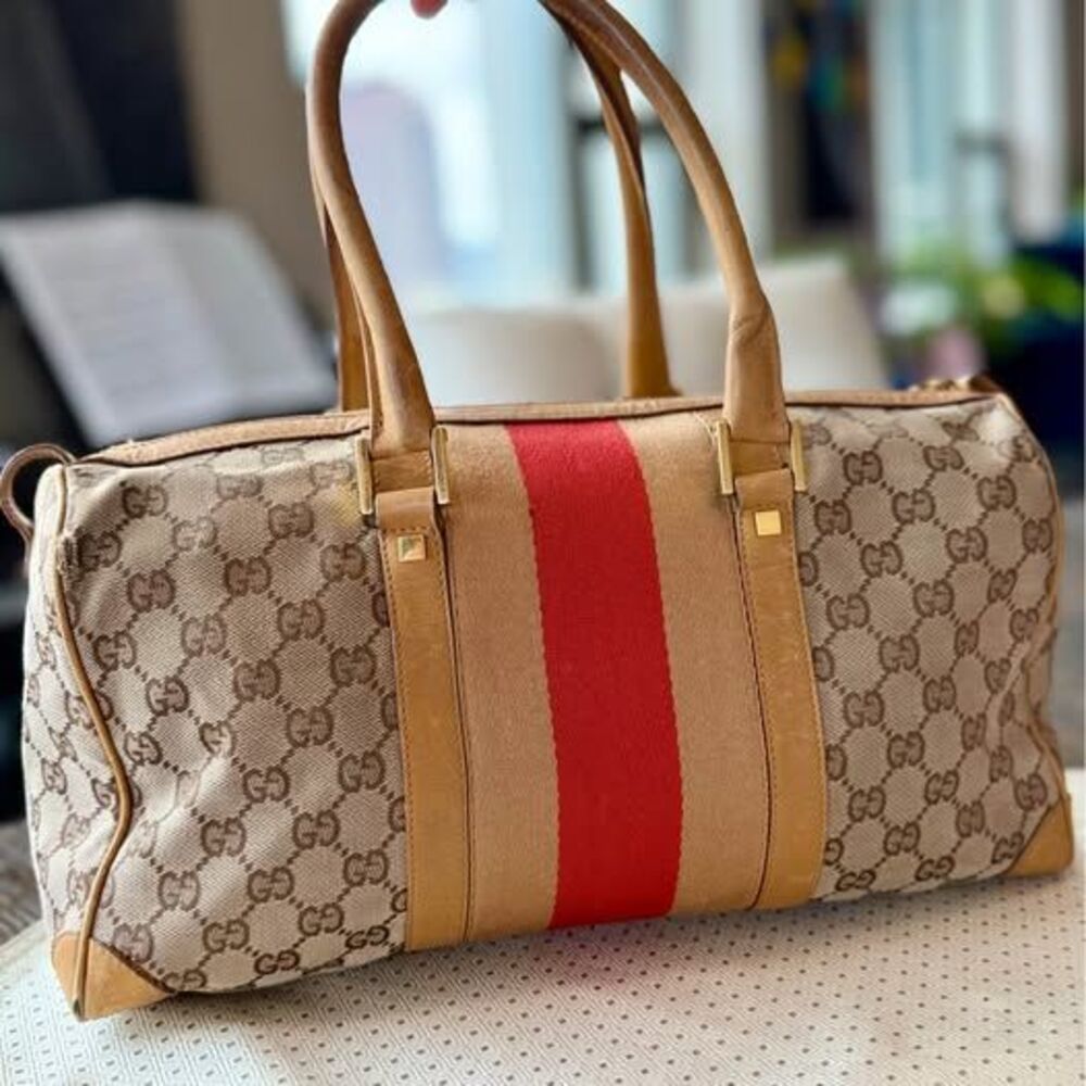 ❤️ Gucci GG Canvas Web Stripe Boston Bag Authentic crossbody option❤️